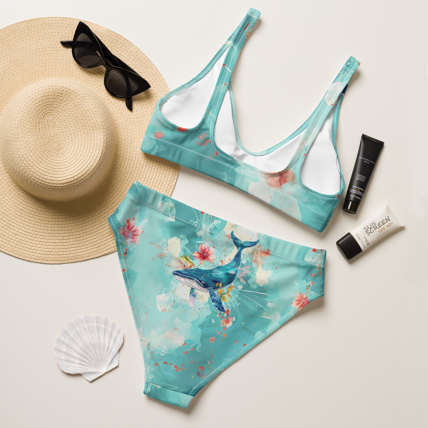 Recycled high-waisted bikini Whale story #2
